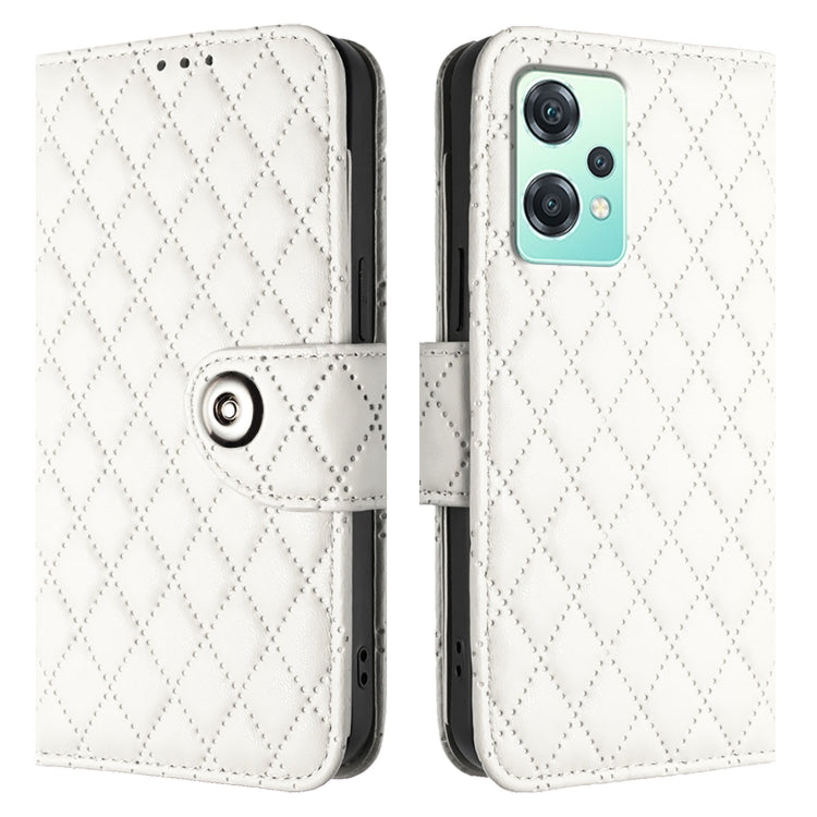 For OnePlus Nord CE 2 Lite 5G Rhombic Texture Flip Leather Phone Case with Lanyard