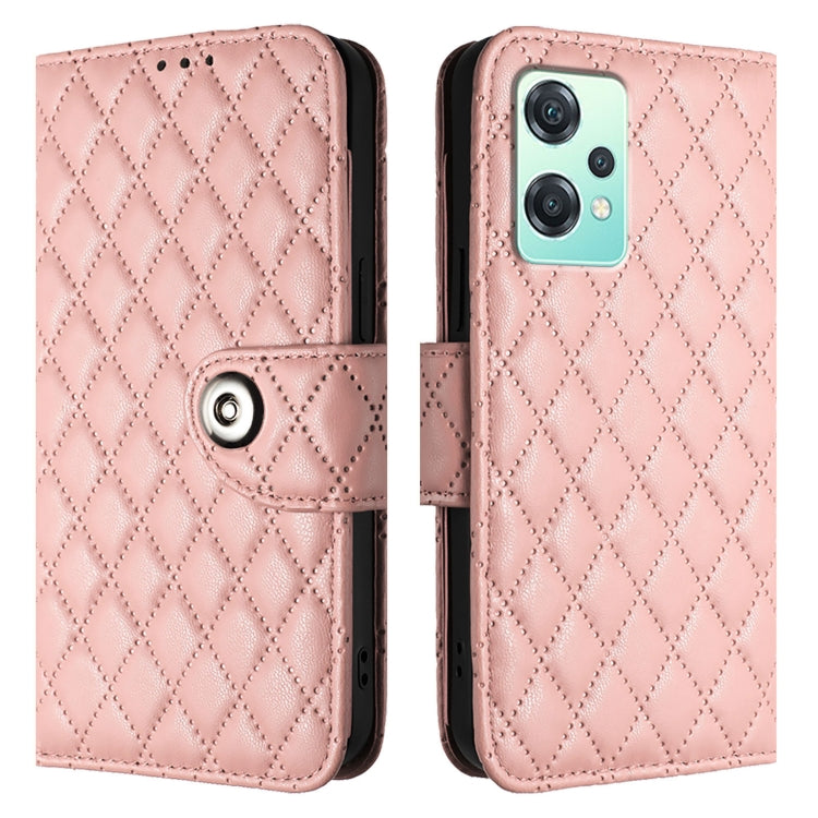 For OnePlus Nord CE 2 Lite 5G Rhombic Texture Flip Leather Phone Case with Lanyard