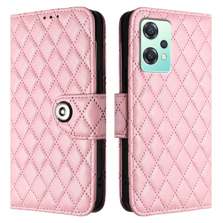 For OnePlus Nord CE 2 Lite 5G Rhombic Texture Flip Leather Phone Case with Lanyard