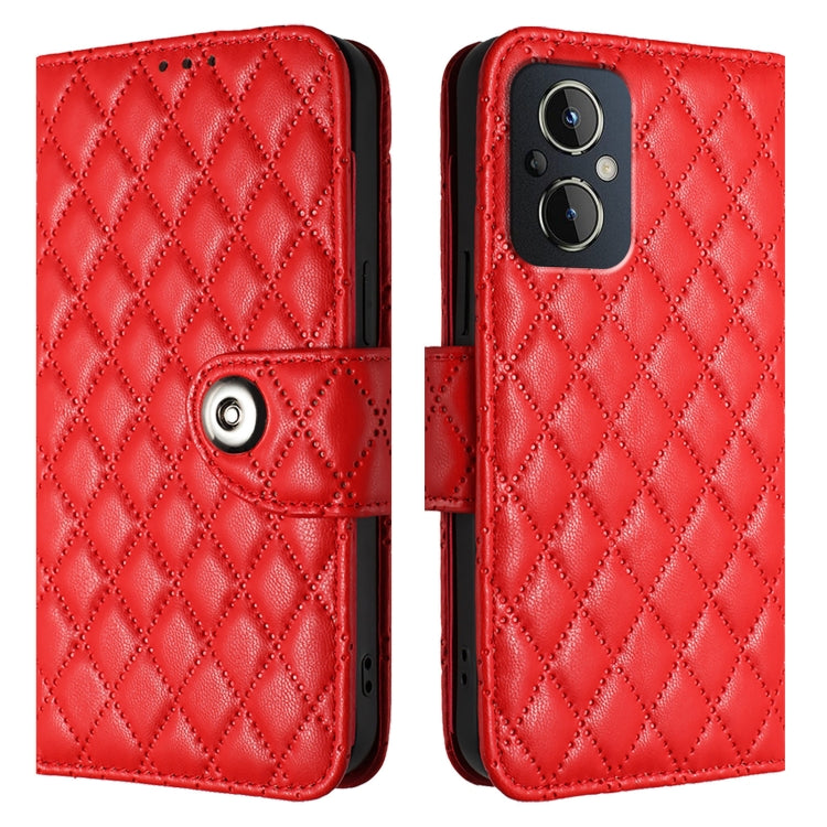 For OnePlus Nord N20 5G Rhombic Texture Flip Leather Phone Case with Lanyard