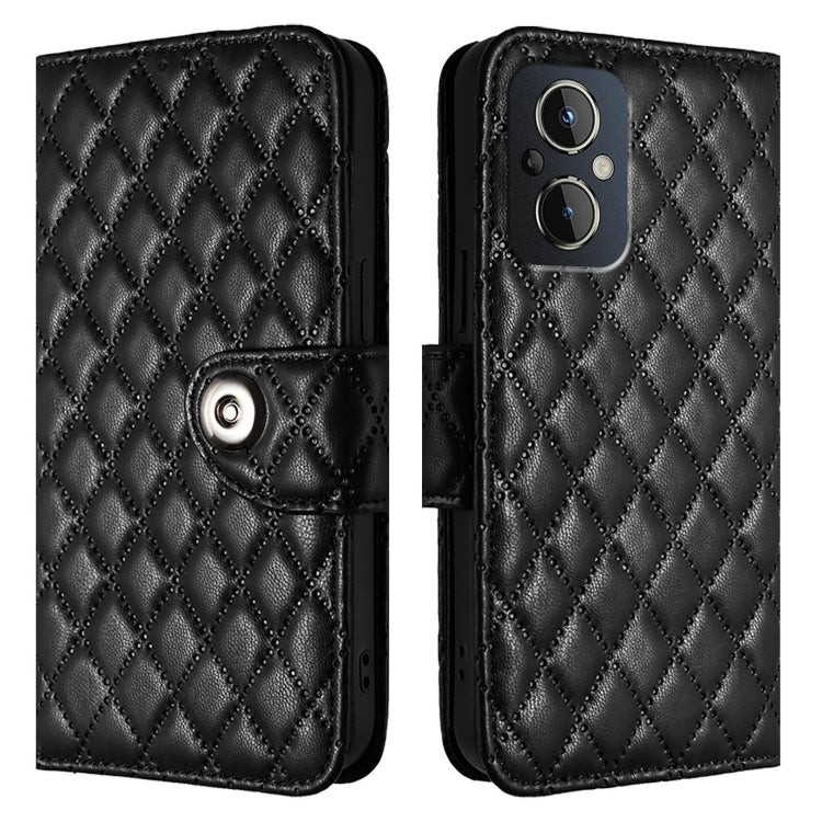 For OnePlus Nord N20 5G Rhombic Texture Flip Leather Phone Case with Lanyard