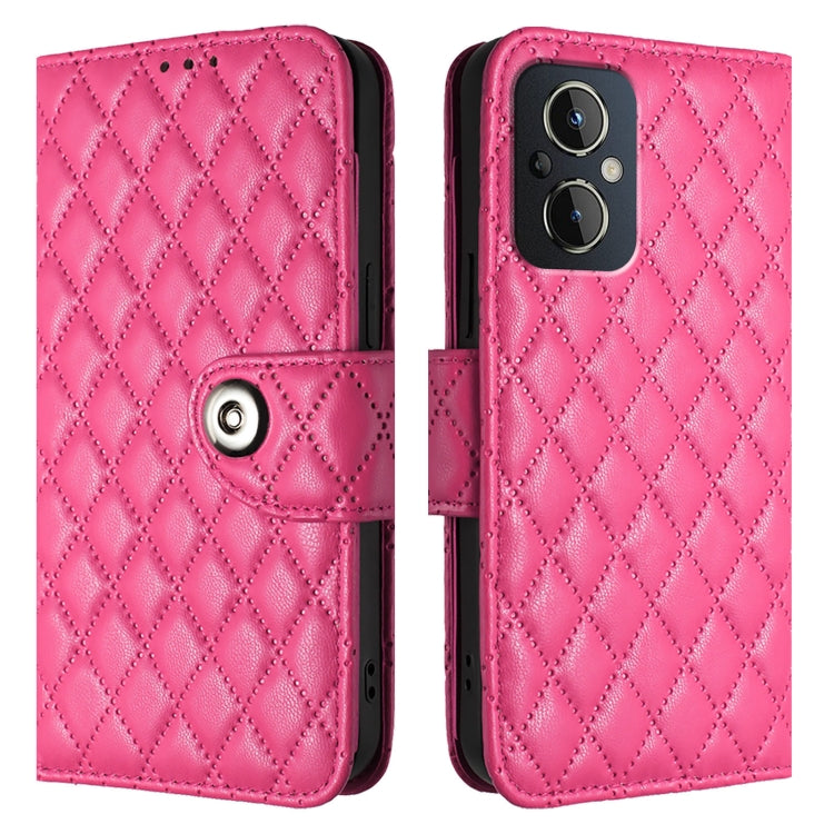 For OnePlus Nord N20 5G Rhombic Texture Flip Leather Phone Case with Lanyard