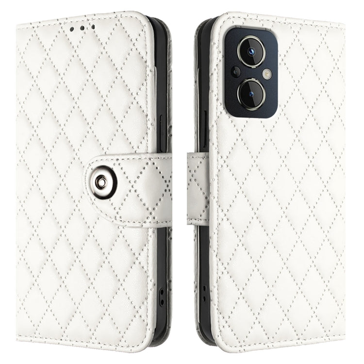 For OnePlus Nord N20 5G Rhombic Texture Flip Leather Phone Case with Lanyard
