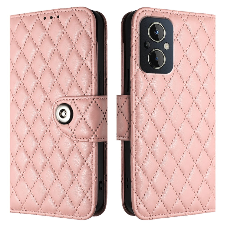 For OnePlus Nord N20 5G Rhombic Texture Flip Leather Phone Case with Lanyard