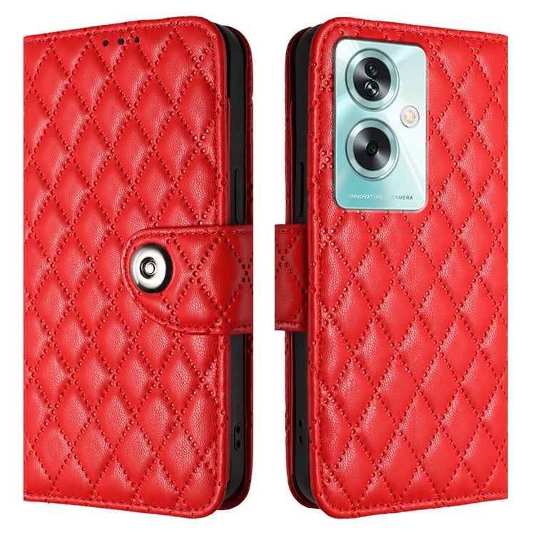 For OnePlus Nord N30 SE Rhombic Texture Flip Leather Phone Case with Lanyard