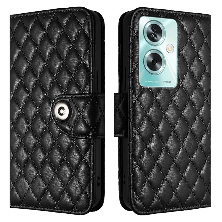 For OnePlus Nord N30 SE Rhombic Texture Flip Leather Phone Case with Lanyard