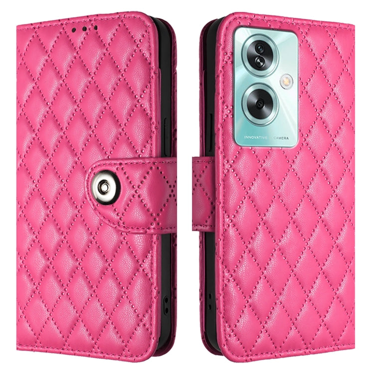 For OnePlus Nord N30 SE Rhombic Texture Flip Leather Phone Case with Lanyard