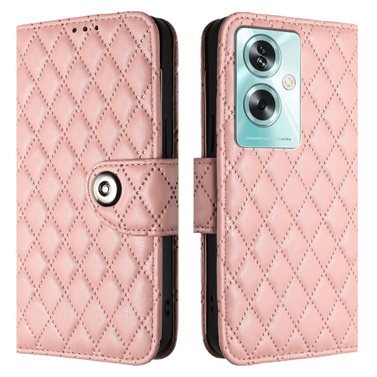 For OnePlus Nord N30 SE Rhombic Texture Flip Leather Phone Case with Lanyard