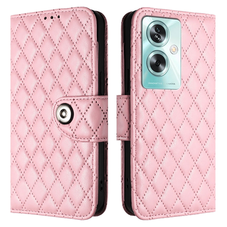 For OnePlus Nord N30 SE Rhombic Texture Flip Leather Phone Case with Lanyard