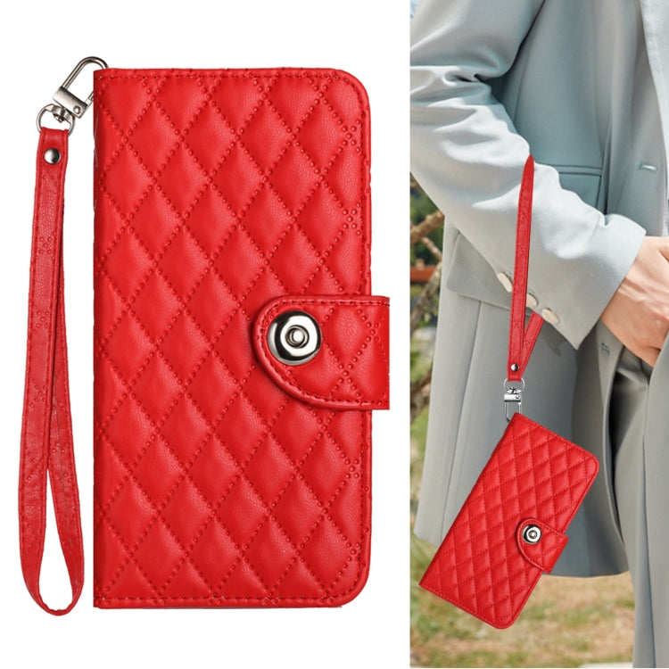 For OnePlus Nord 4 5G Rhombic Texture Flip Leather Phone Case with Lanyard