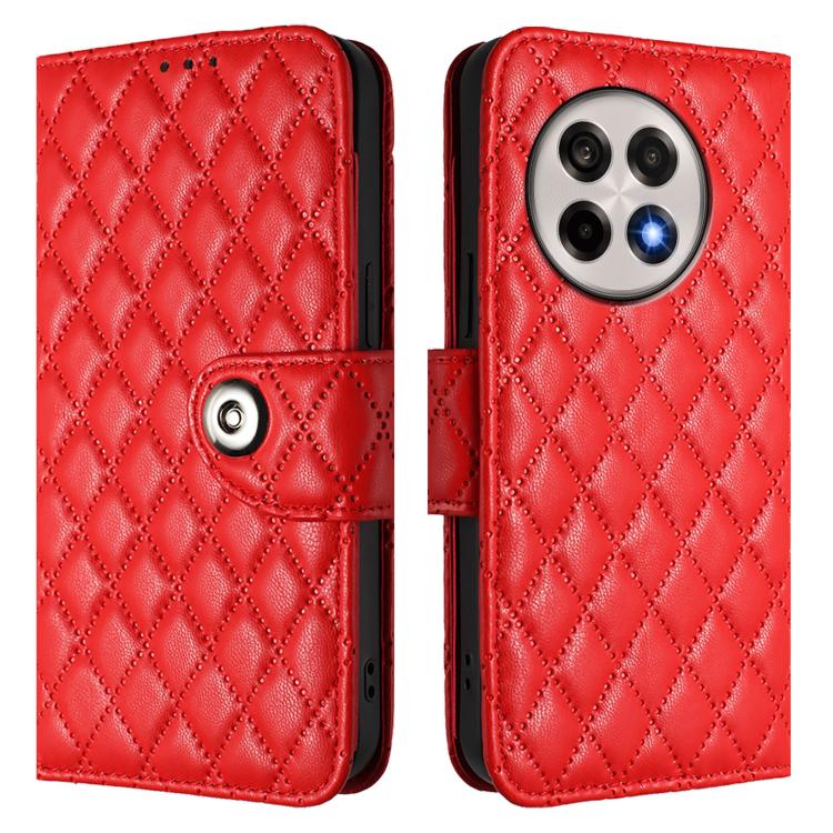 For OnePlus 13R / Ace 5 Pro 5G Rhombic Texture Flip Leather Phone Case with Lanyard