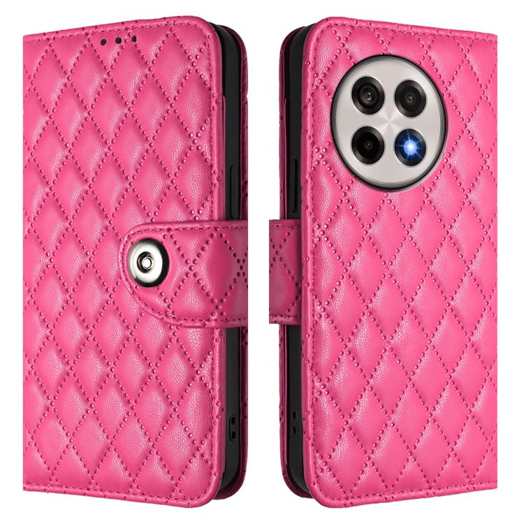 For OnePlus 13R / Ace 5 Pro 5G Rhombic Texture Flip Leather Phone Case with Lanyard
