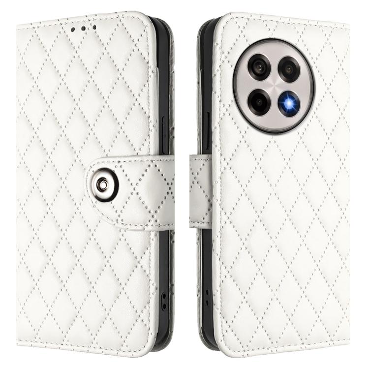 For OnePlus 13R / Ace 5 Pro 5G Rhombic Texture Flip Leather Phone Case with Lanyard