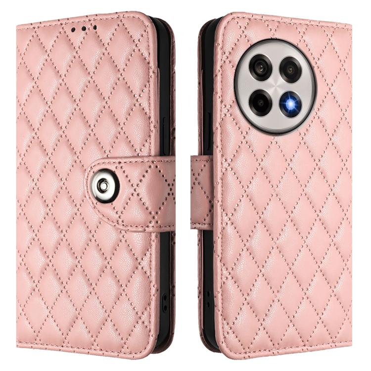 For OnePlus 13R / Ace 5 Pro 5G Rhombic Texture Flip Leather Phone Case with Lanyard
