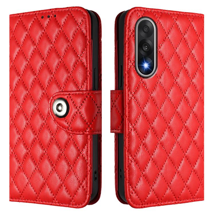 For OnePlus Ace 5 Ultra Rhombic Texture Flip Leather Phone Case with Lanyard