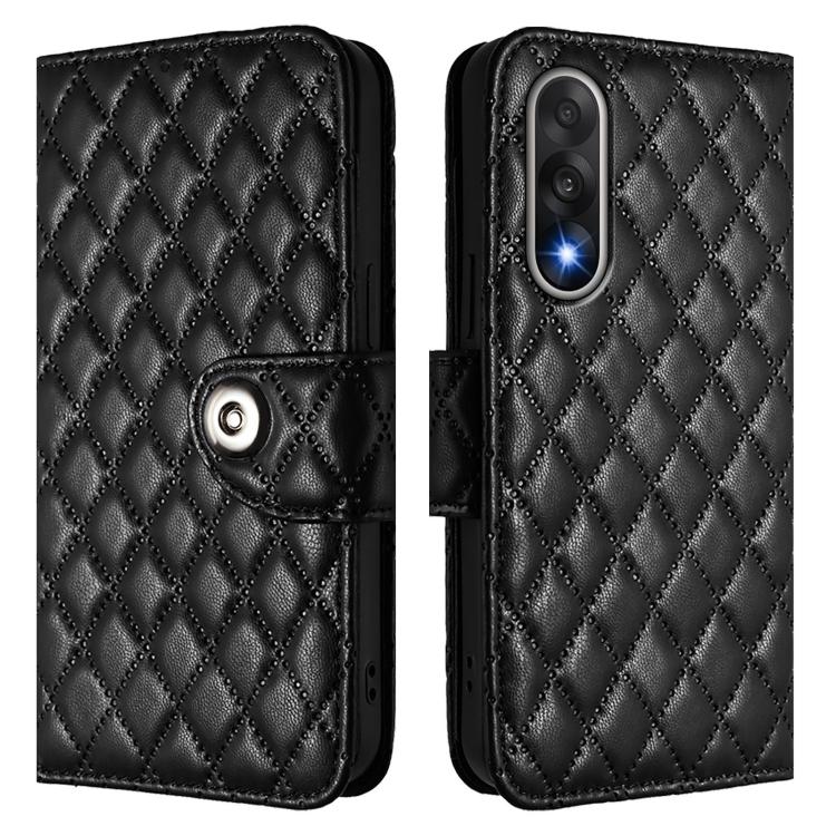 For OnePlus Ace 5 Ultra Rhombic Texture Flip Leather Phone Case with Lanyard