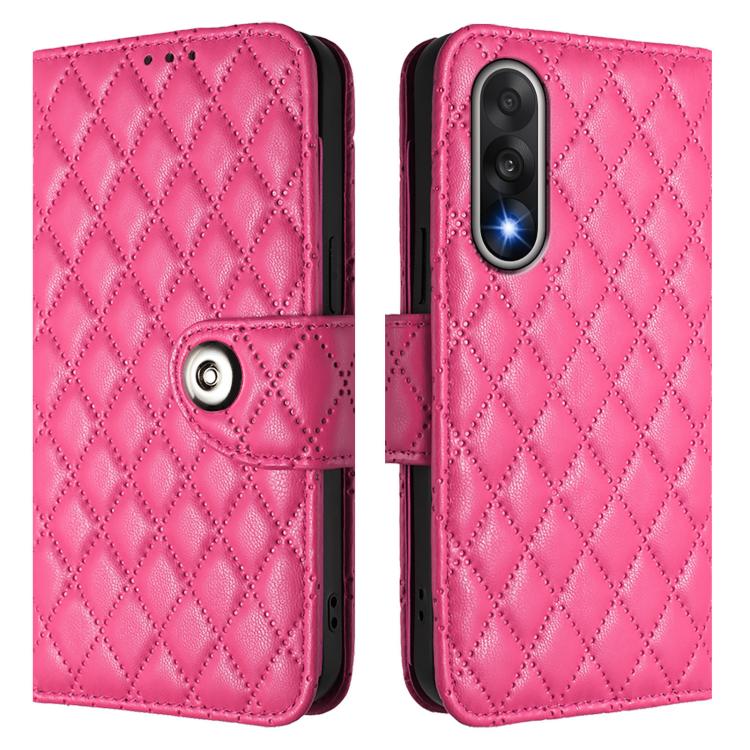 For OnePlus Ace 5 Ultra Rhombic Texture Flip Leather Phone Case with Lanyard