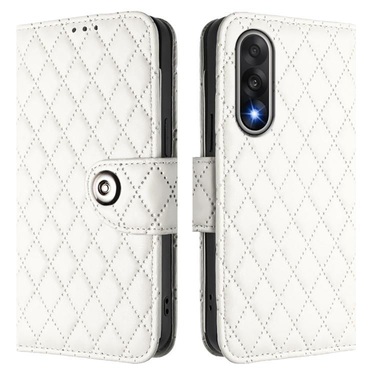 For OnePlus Ace 5 Ultra Rhombic Texture Flip Leather Phone Case with Lanyard
