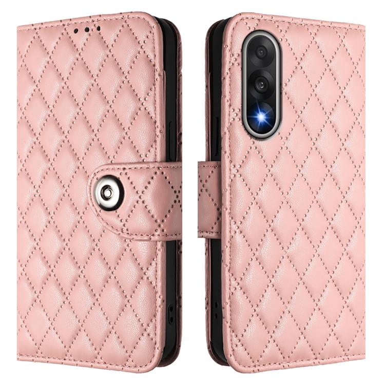 For OnePlus Ace 5 Ultra Rhombic Texture Flip Leather Phone Case with Lanyard