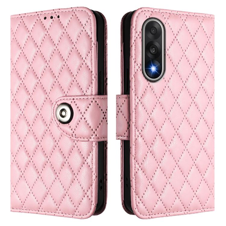 For OnePlus Ace 5 Ultra Rhombic Texture Flip Leather Phone Case with Lanyard