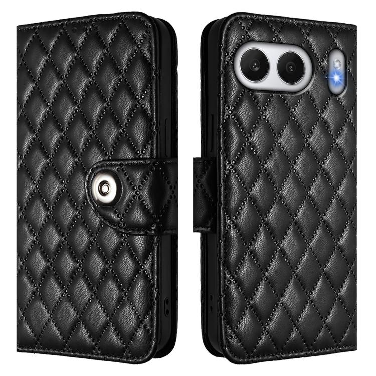 For OnePlus Nord 4 5G Global Rhombic Texture Flip Leather Phone Case with Lanyard
