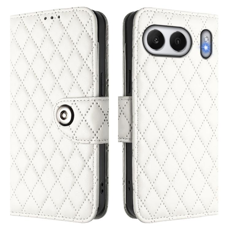 For OnePlus Nord 4 5G Global Rhombic Texture Flip Leather Phone Case with Lanyard