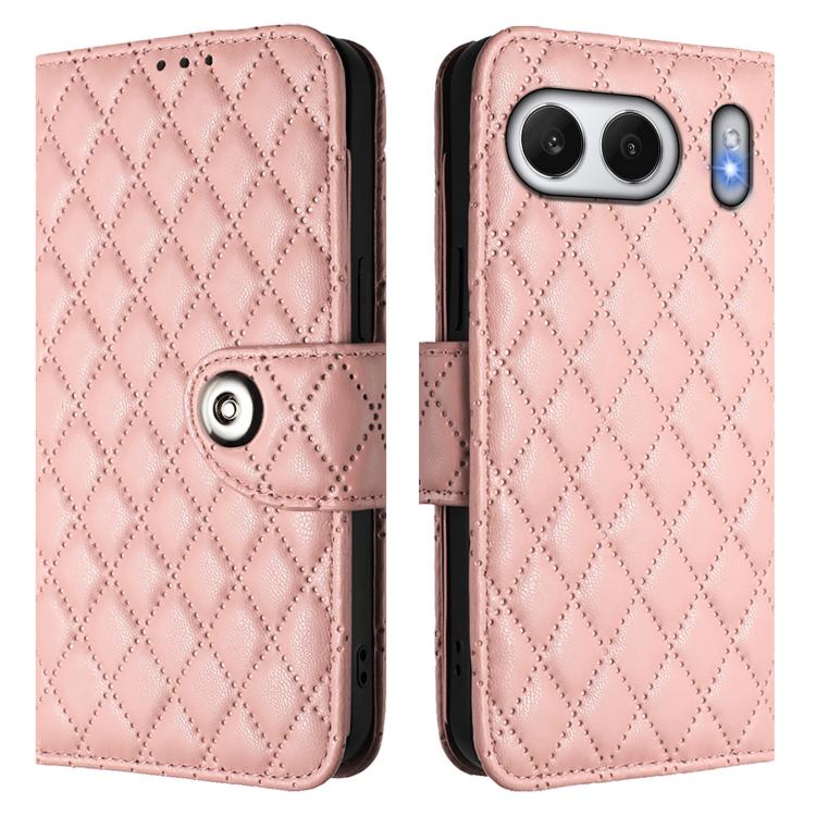 For OnePlus Nord 4 5G Global Rhombic Texture Flip Leather Phone Case with Lanyard