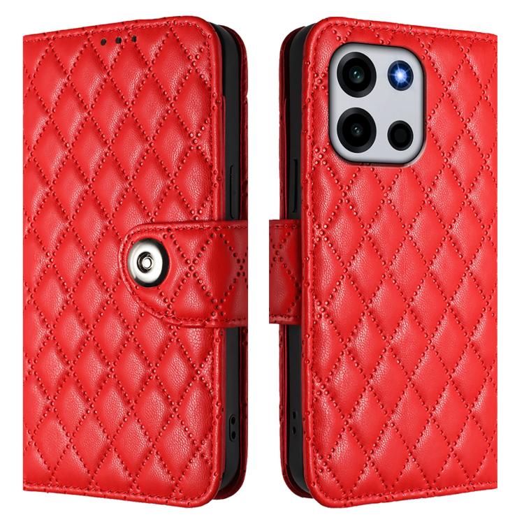 For OnePlus Turbo 6 / Turbo 6V Rhombic Texture Flip Leather Phone Case with Lanyard