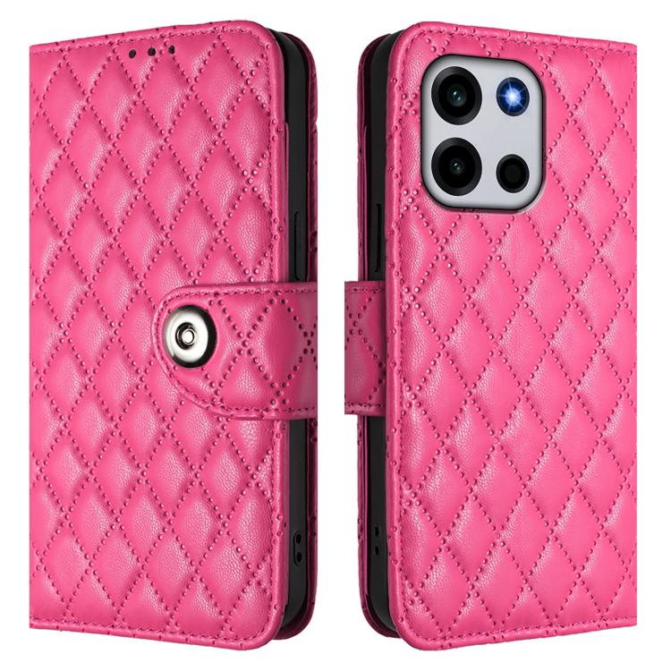 For OnePlus Turbo 6 / Turbo 6V Rhombic Texture Flip Leather Phone Case with Lanyard
