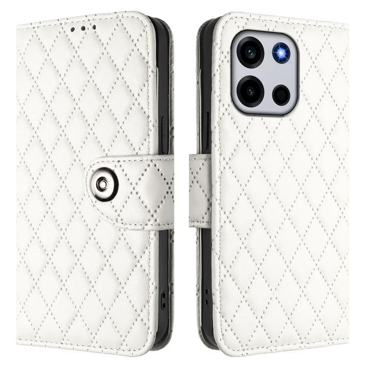 For OnePlus Turbo 6 / Turbo 6V Rhombic Texture Flip Leather Phone Case with Lanyard