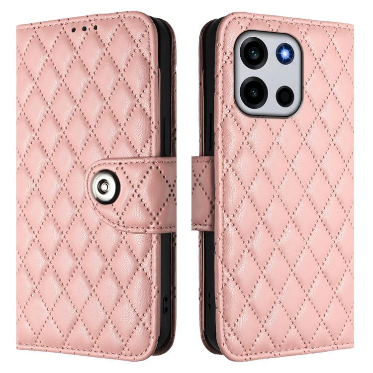 For OnePlus Turbo 6 / Turbo 6V Rhombic Texture Flip Leather Phone Case with Lanyard
