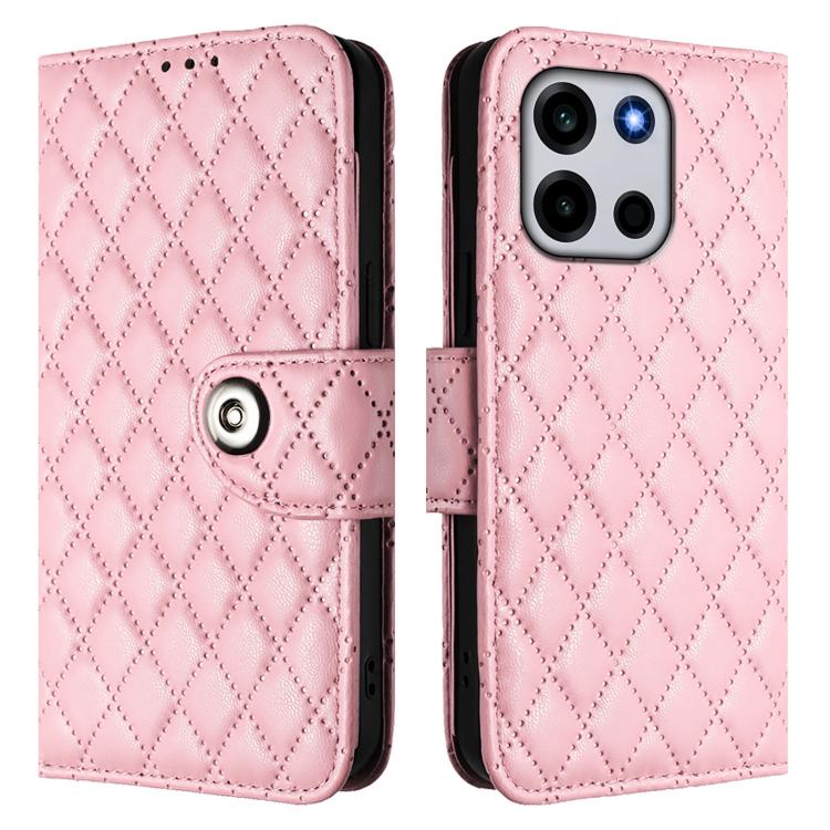 For OnePlus Turbo 6 / Turbo 6V Rhombic Texture Flip Leather Phone Case with Lanyard