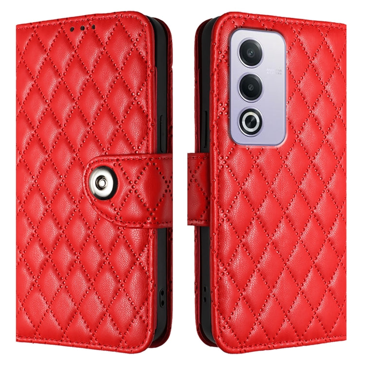 For OPPO A3 Pro 5G Global Rhombic Texture Flip Leather Phone Case with Lanyard
