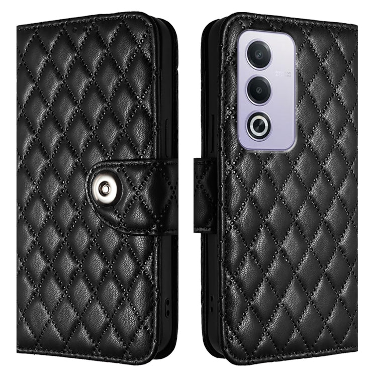 For OPPO A3 Pro 5G Global Rhombic Texture Flip Leather Phone Case with Lanyard
