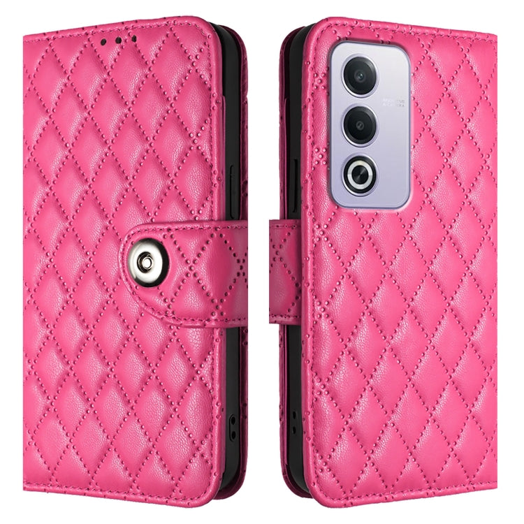 For OPPO A3 Pro 5G Global Rhombic Texture Flip Leather Phone Case with Lanyard