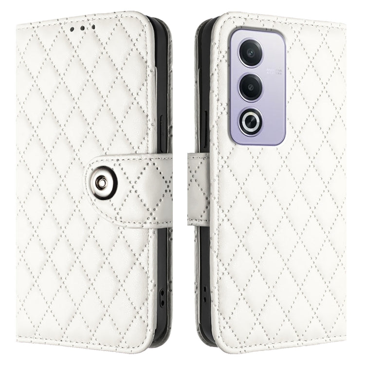 For OPPO A3 Pro 5G Global Rhombic Texture Flip Leather Phone Case with Lanyard