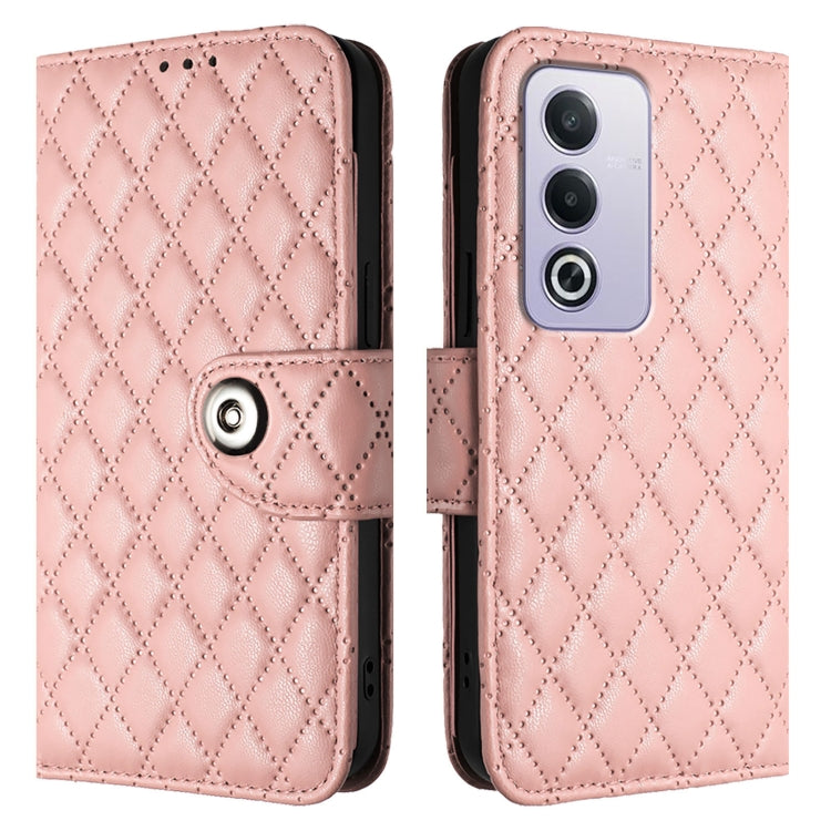 For OPPO A3 Pro 5G Global Rhombic Texture Flip Leather Phone Case with Lanyard
