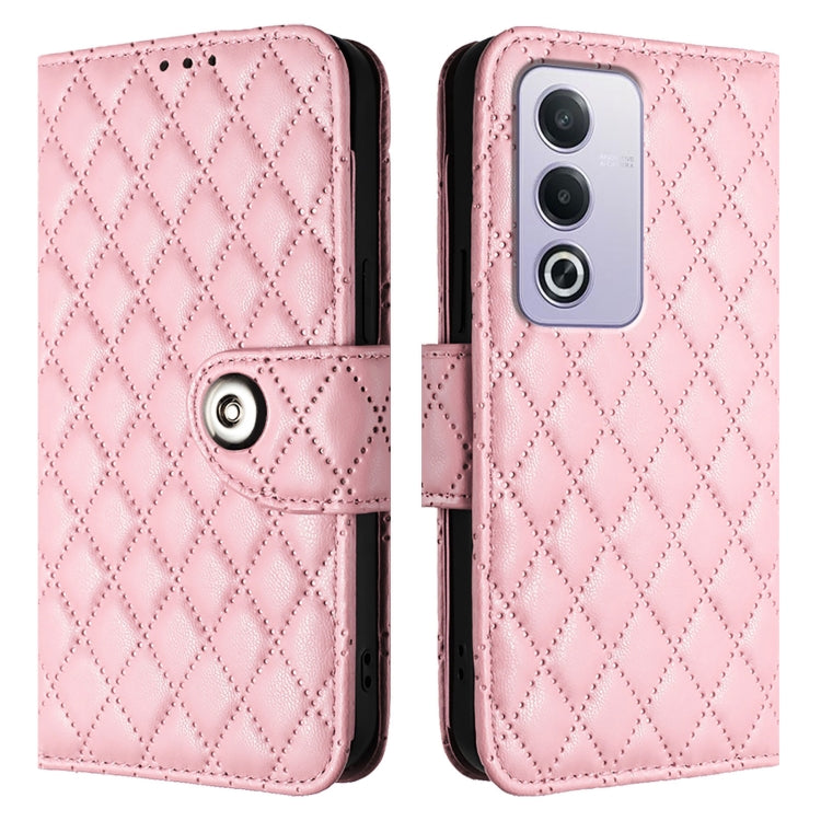 For OPPO A3 Pro 5G Global Rhombic Texture Flip Leather Phone Case with Lanyard