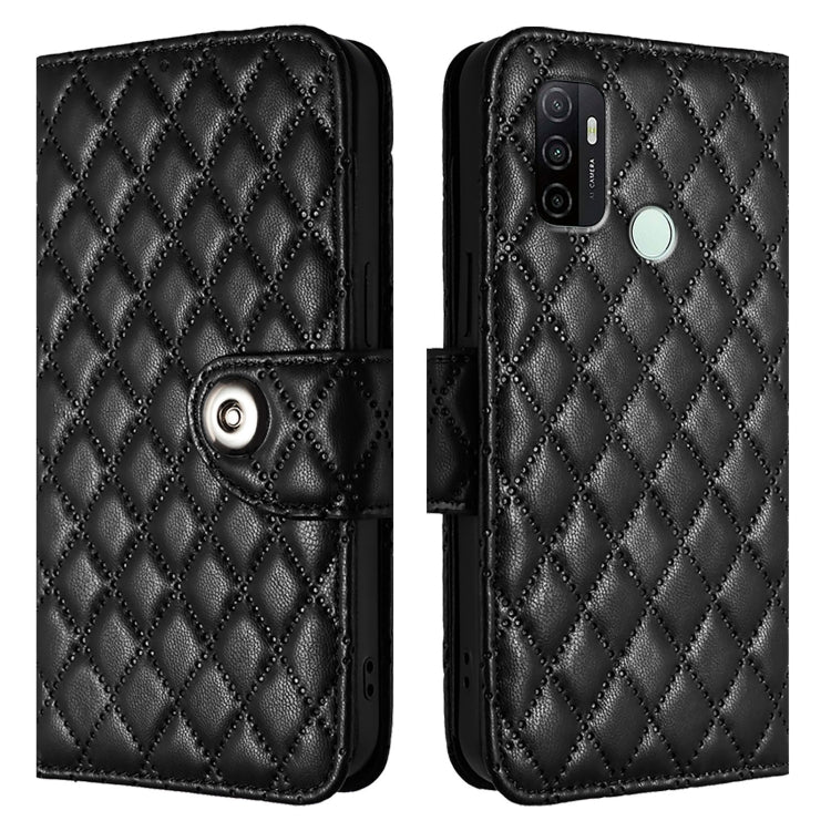 For OPPO A53s 4G / A33 2020 4G Rhombic Texture Flip Leather Phone Case with Lanyard