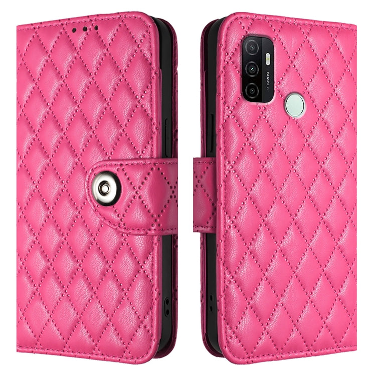 For OPPO A11s 4G Rhombic Texture Flip Leather Phone Case with Lanyard