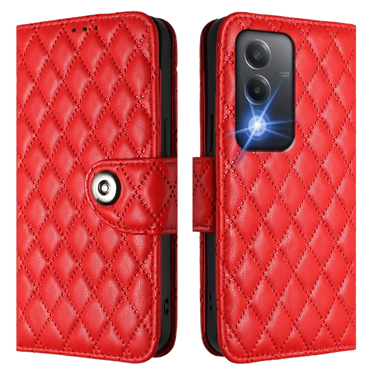 For OPPO A80 5G EU Rhombic Texture Flip Leather Phone Case with Lanyard