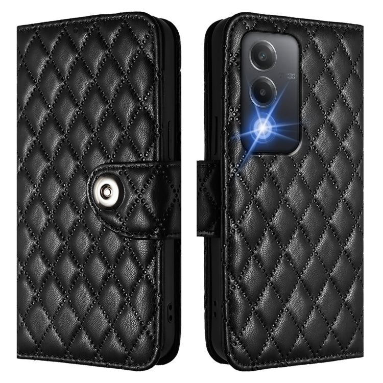 For OPPO A80 5G EU Rhombic Texture Flip Leather Phone Case with Lanyard