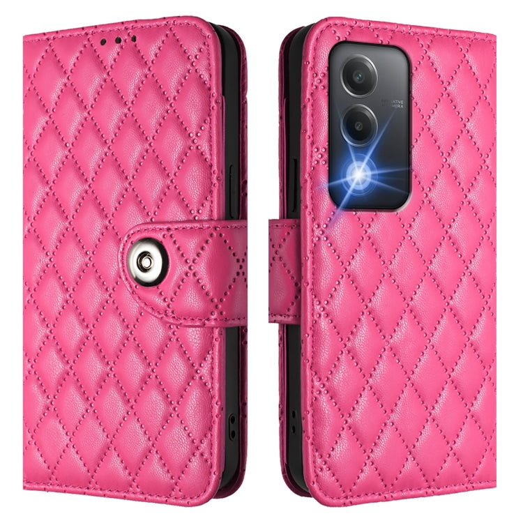 For OPPO A80 5G EU Rhombic Texture Flip Leather Phone Case with Lanyard