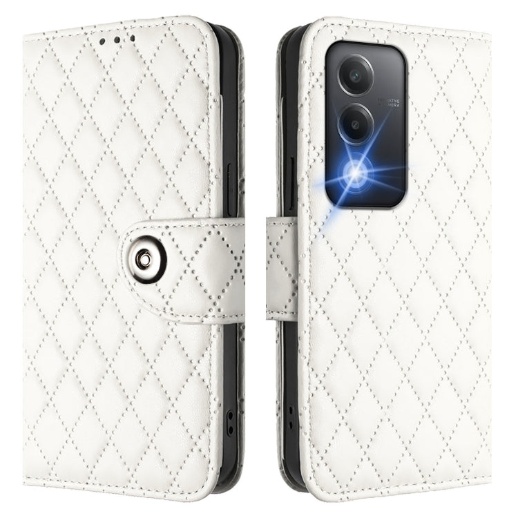 For OPPO A80 5G EU Rhombic Texture Flip Leather Phone Case with Lanyard
