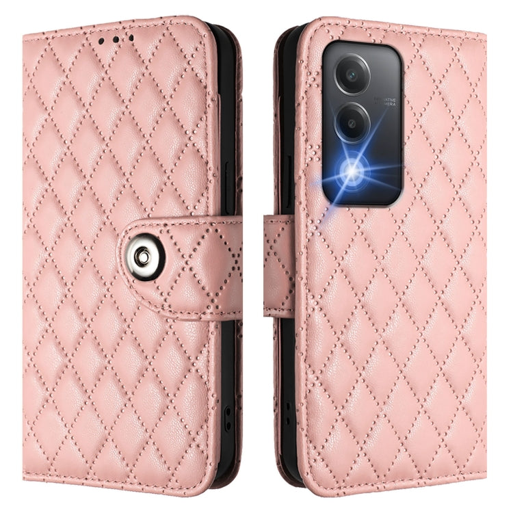 For OPPO A80 5G EU Rhombic Texture Flip Leather Phone Case with Lanyard