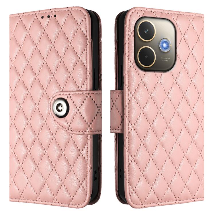 For OPPO A5 Pro 5G Global Rhombic Texture Flip Leather Phone Case with Lanyard