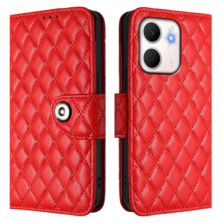 For OPPO A5x 4G Global / 5G Global Rhombic Texture Flip Leather Phone Case with Lanyard