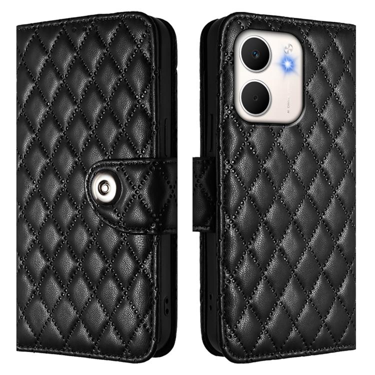 For OPPO A5x 4G Global / 5G Global Rhombic Texture Flip Leather Phone Case with Lanyard