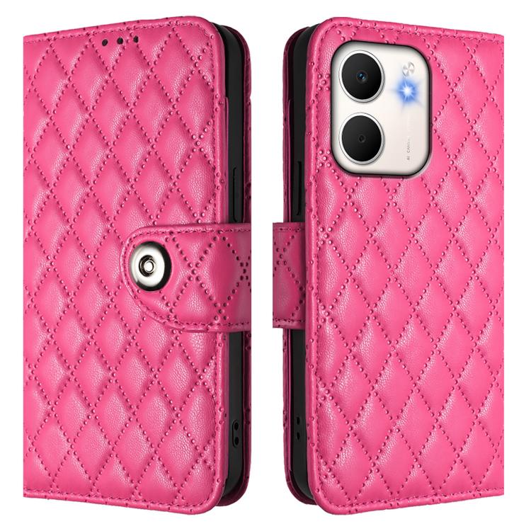 For OPPO A5x 4G Global / 5G Global Rhombic Texture Flip Leather Phone Case with Lanyard