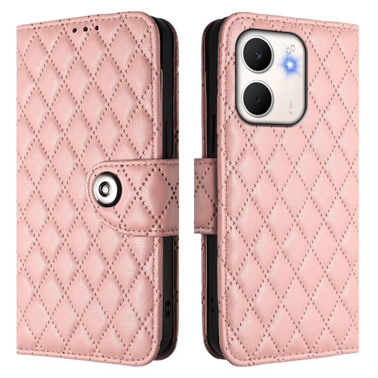 For OPPO A5x 4G Global / 5G Global Rhombic Texture Flip Leather Phone Case with Lanyard